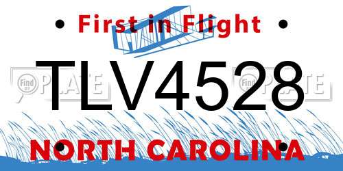 TLV4528 North Carolina License Plate