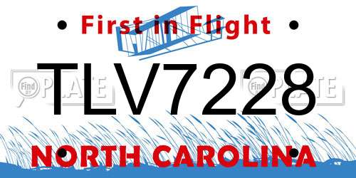 TLV7228 North Carolina License Plate