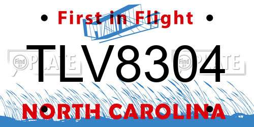 TLV8304 North Carolina License Plate