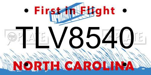 TLV8540 North Carolina License Plate