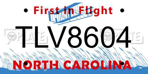 TLV8604 North Carolina License Plate
