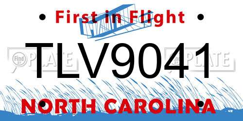 TLV9041 North Carolina License Plate
