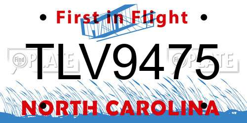 TLV9475 North Carolina License Plate