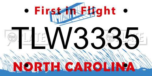 TLW3335 North Carolina License Plate