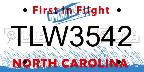 TLW3542 North Carolina License Plate