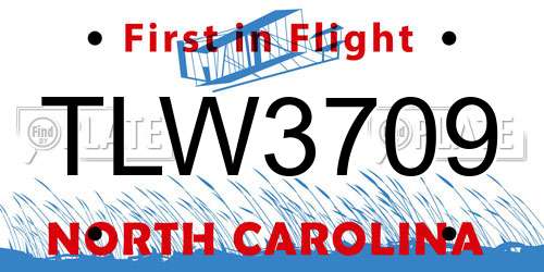 TLW3709 North Carolina License Plate