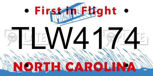 TLW4174 North Carolina License Plate