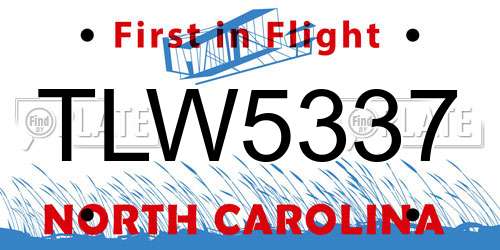 TLW5337 North Carolina License Plate