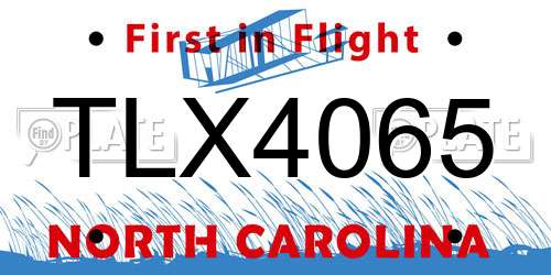 TLX4065 North Carolina License Plate