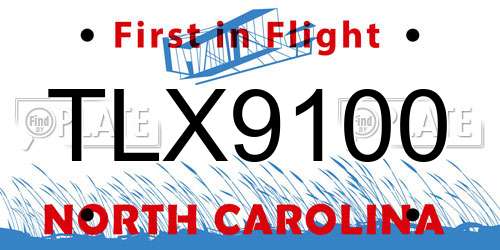 TLX9100 North Carolina License Plate