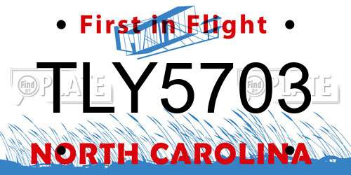 TLY5703 North Carolina License Plate