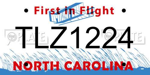 TLZ1224 North Carolina License Plate