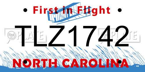 TLZ1742 North Carolina License Plate