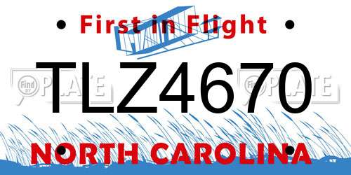 TLZ4670 North Carolina License Plate