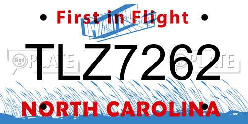 TLZ7262 North Carolina License Plate