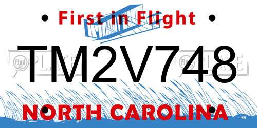 TM2V748 North Carolina License Plate