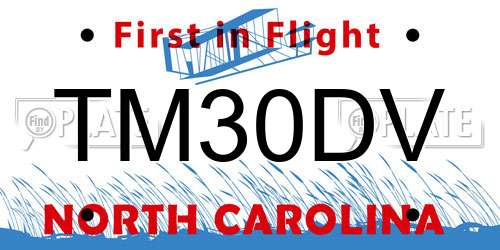 TM30DV North Carolina License Plate
