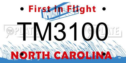 TM3100 North Carolina License Plate