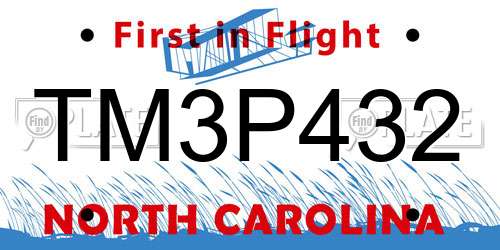 TM3P432 North Carolina License Plate