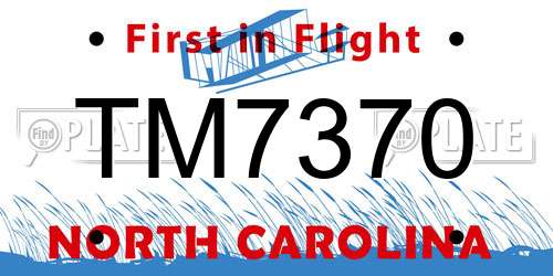 TM7370 North Carolina License Plate