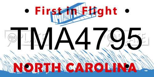 TMA4795 North Carolina License Plate