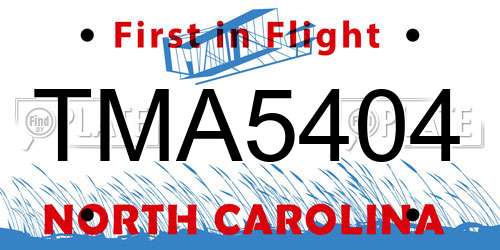 TMA5404 North Carolina License Plate