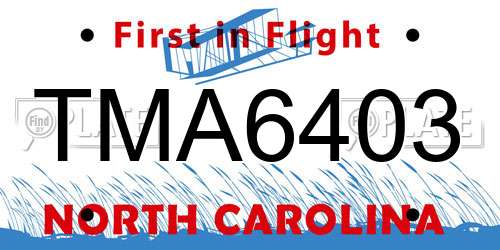 TMA6403 North Carolina License Plate