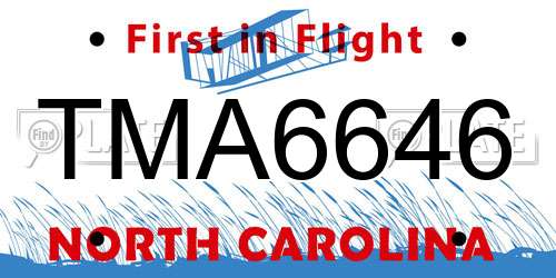 TMA6646 North Carolina License Plate