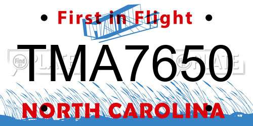 TMA7650 North Carolina License Plate