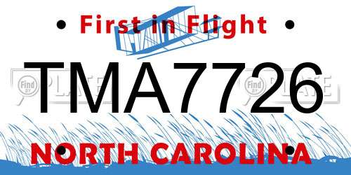 TMA7726 North Carolina License Plate