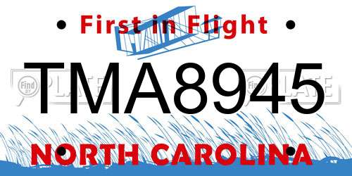 TMA8945 North Carolina License Plate
