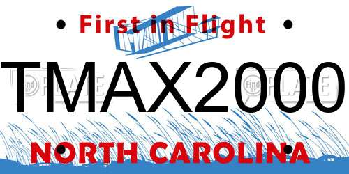 TMAX2000 North Carolina License Plate