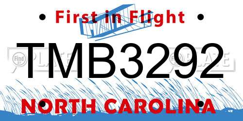 TMB3292 North Carolina License Plate