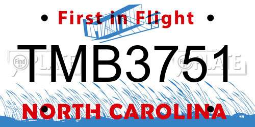 TMB3751 North Carolina License Plate