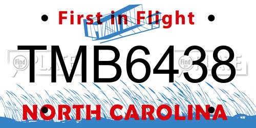TMB6438 North Carolina License Plate