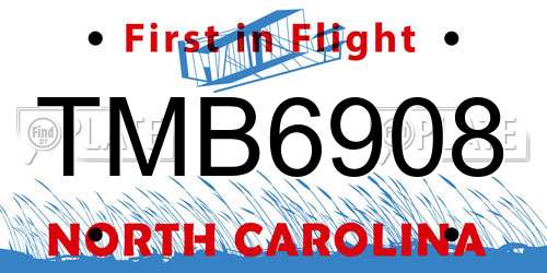 TMB6908 North Carolina License Plate