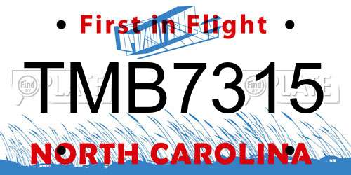 TMB7315 North Carolina License Plate