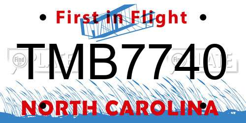 TMB7740 North Carolina License Plate