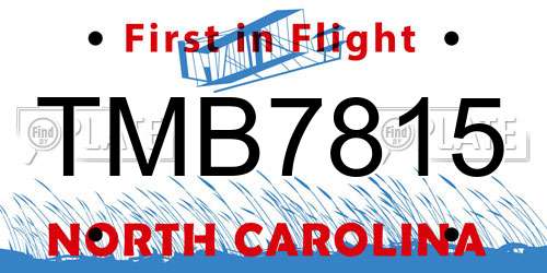 TMB7815 North Carolina License Plate