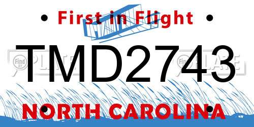 TMD2743 North Carolina License Plate