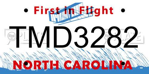 TMD3282 North Carolina License Plate