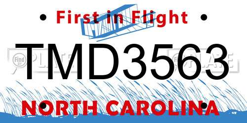 TMD3563 North Carolina License Plate