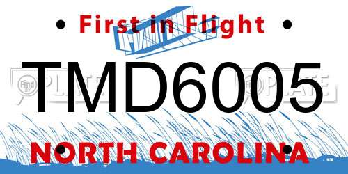 TMD6005 North Carolina License Plate