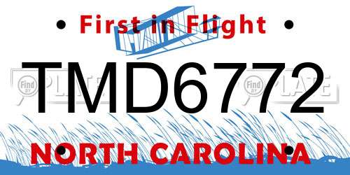 TMD6772 North Carolina License Plate