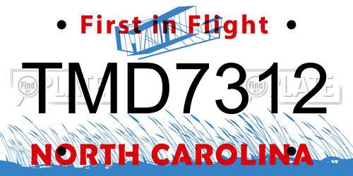 TMD7312 North Carolina License Plate
