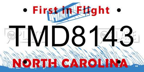 TMD8143 North Carolina License Plate