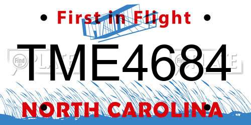 TME4684 North Carolina License Plate
