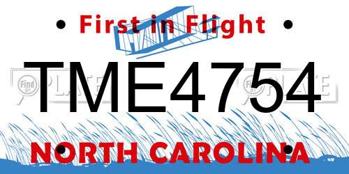 TME4754 North Carolina License Plate