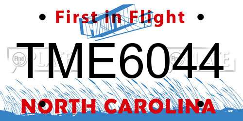 TME6044 North Carolina License Plate