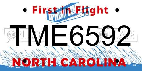 TME6592 North Carolina License Plate